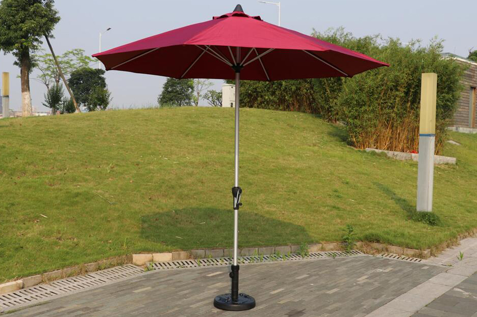 Hammertone Grey Aluminum Market Patio Umbrella with Collar Tilt Crank ...